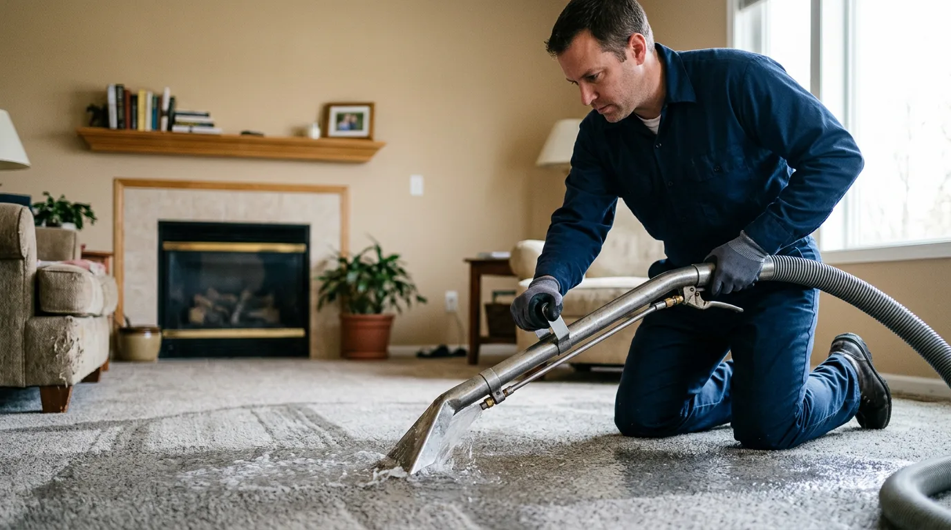 Water damage restoration technician working near Wales, MA